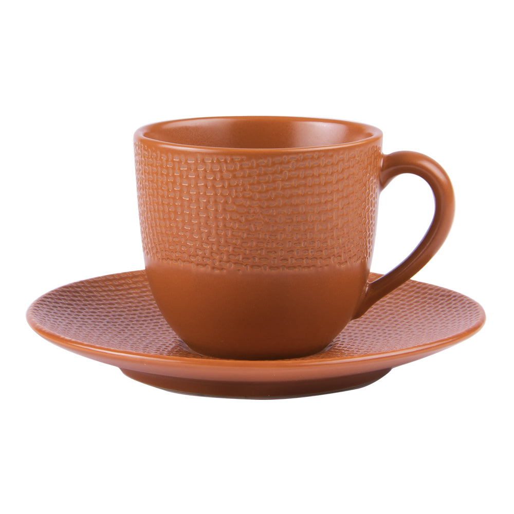 Tasse à café et sous-tasse Vésuvio terra 12 cl (lot de 6) Table passion - Mathon - 1
