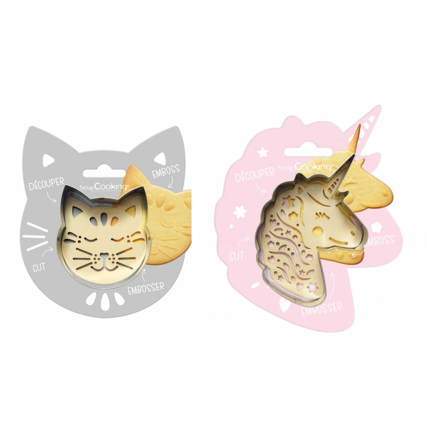 Kit pour biscuit en relief Chat + Licorne Scrapcooking - Mathon