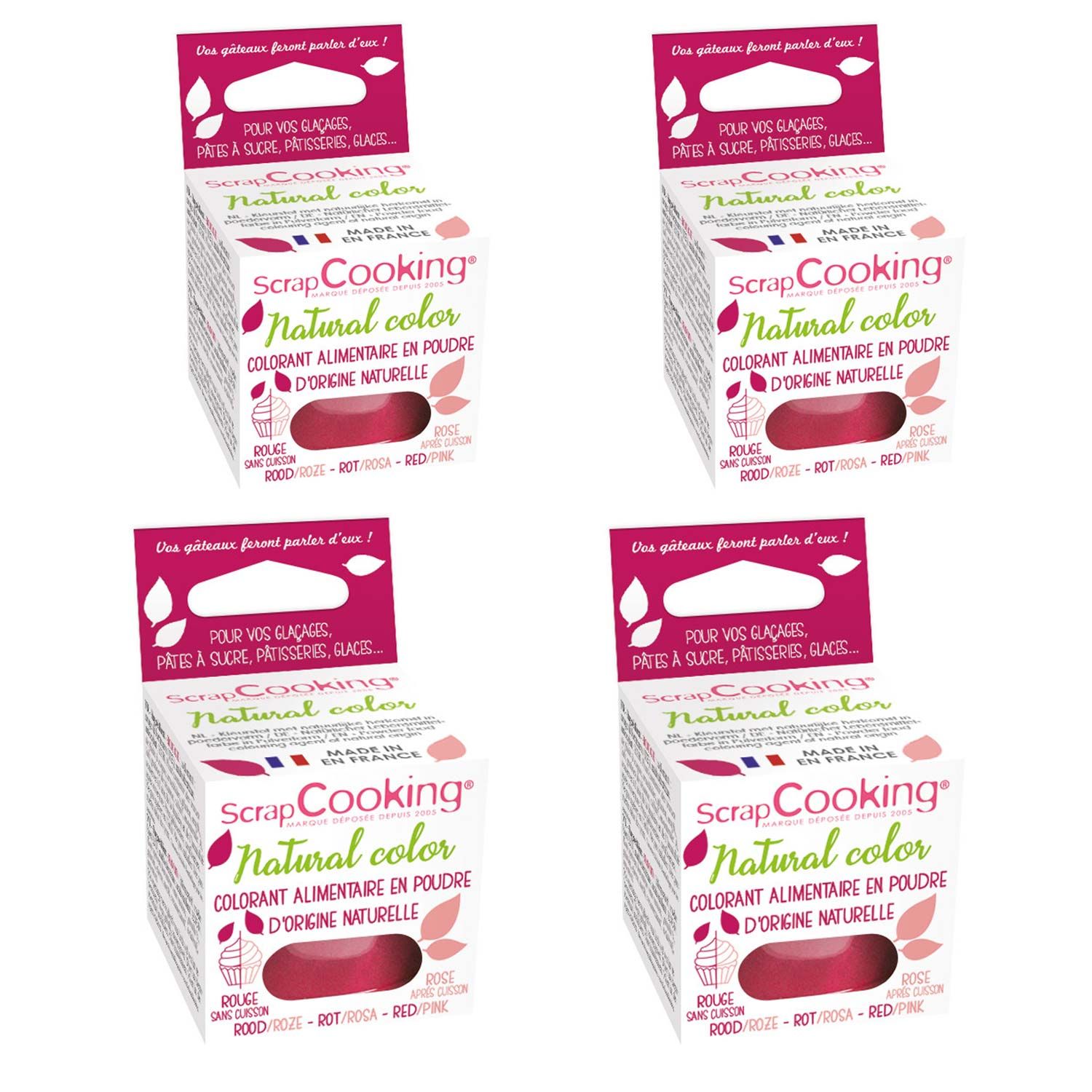 Colorant alimentaire naturel en poudre 40 g - rouge-rose Scrapcooking - Mathon