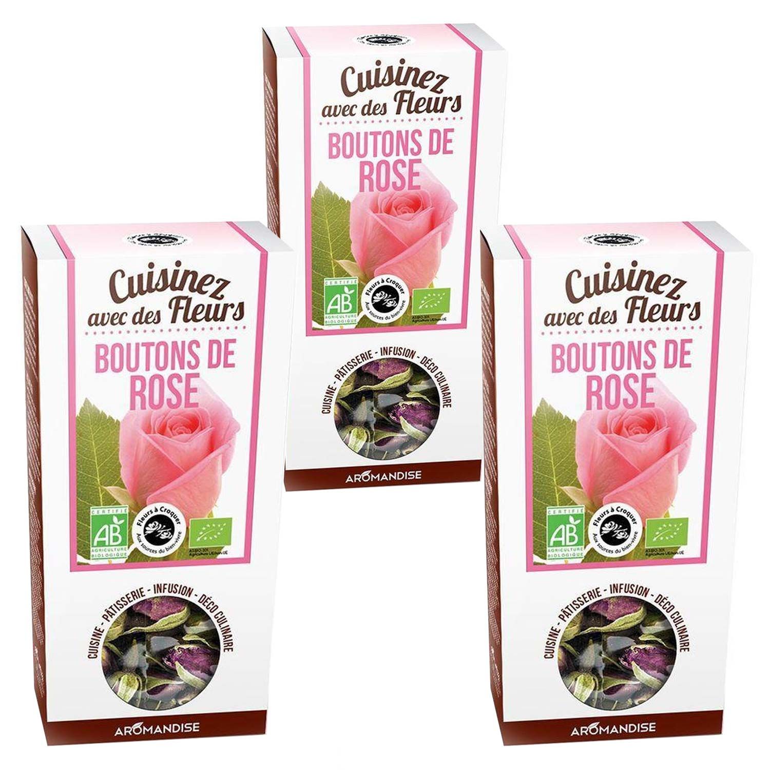 Fleurs comestibles bio boutons de rose 90 g Aromandise - Mathon