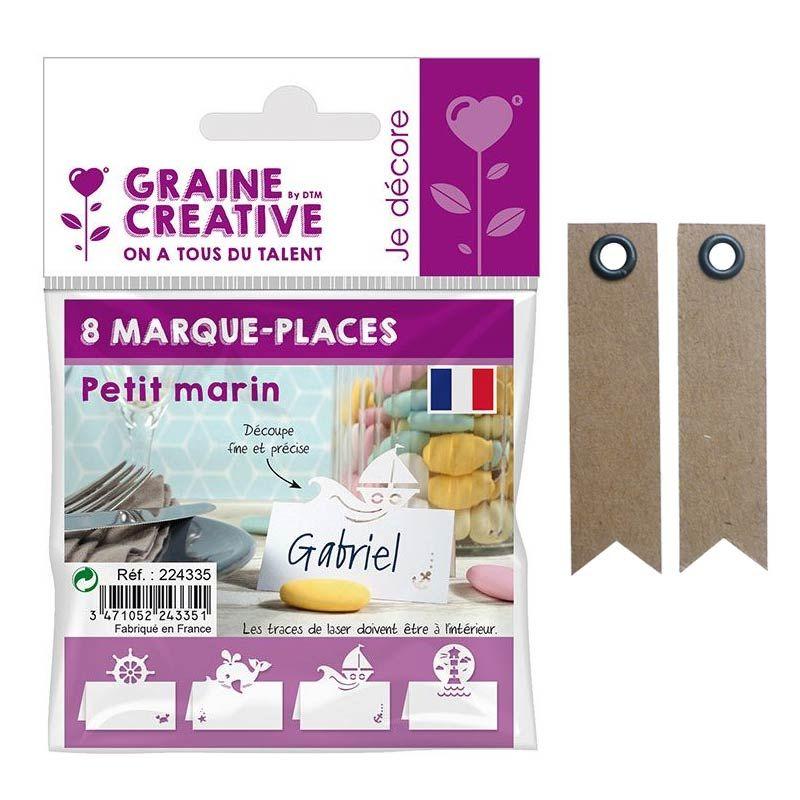 8 marque-places Petit marin + 20 étiquettes kraft Fanion Youdoit - Mathon
