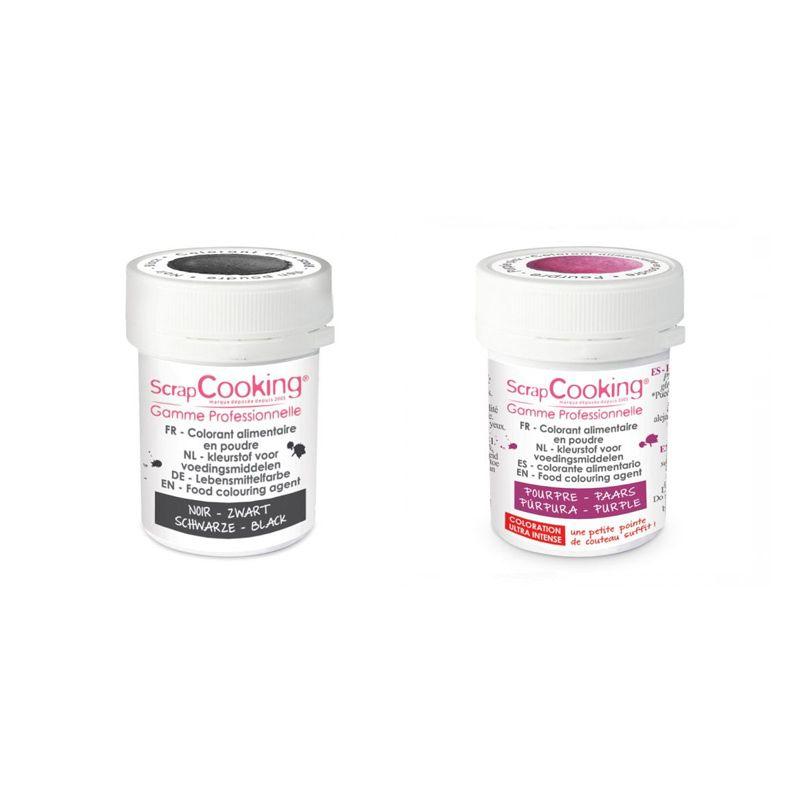 2 colorants alimentaires en poudre - noir-pourpre Scrapcooking - Mathon