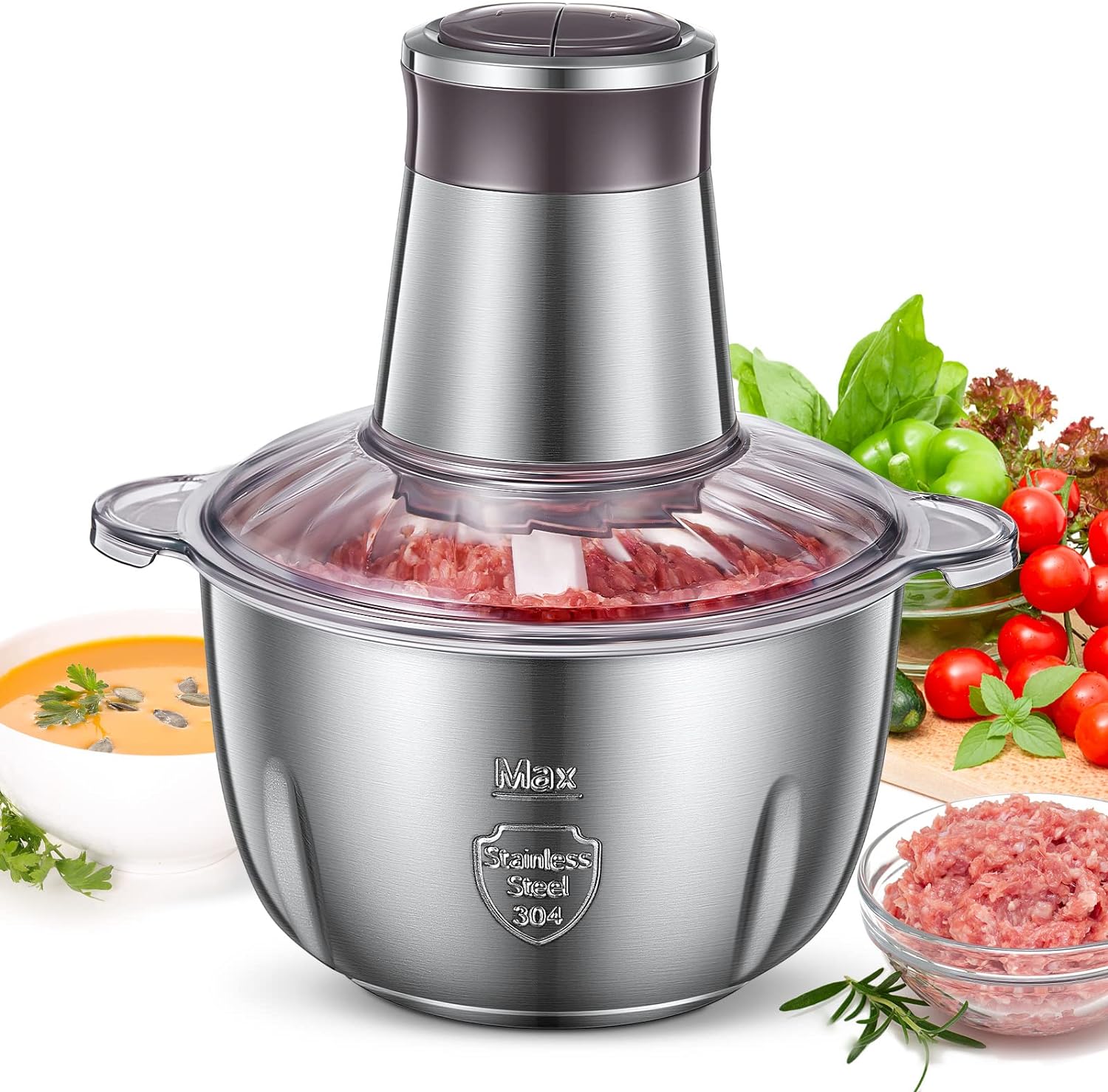 Mini Hachoir à Viande électrique 2.5L avec 4 Lames en Inox 350W gris Vendos85 - Mathon