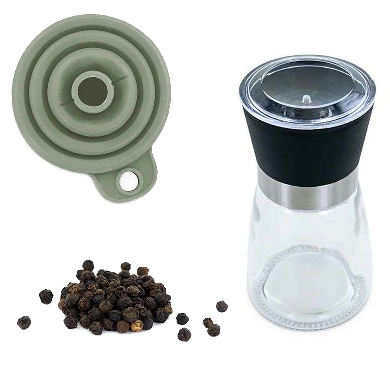 Moulin à épices, entonnoir et poivre noir bio Aromandise - Mathon