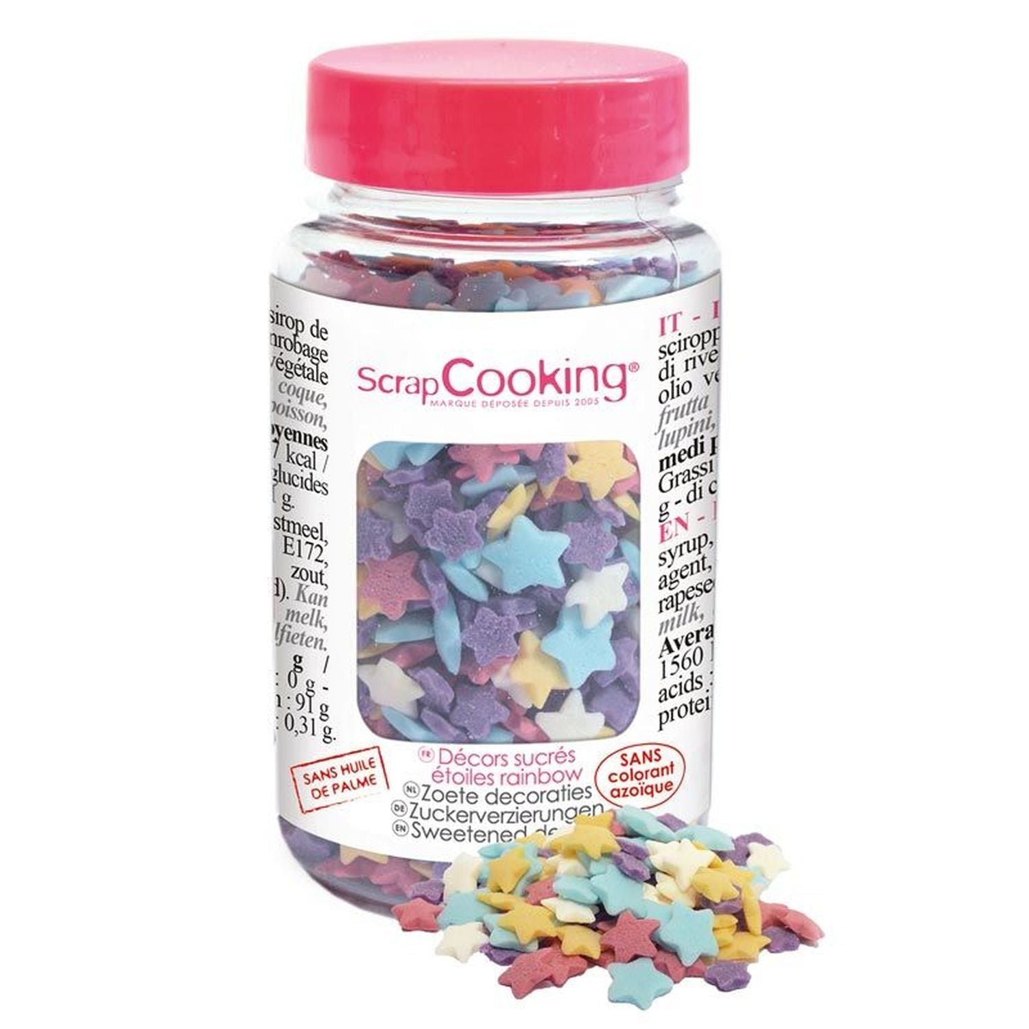 Décors sucrés étoiles arc-en-ciel 110 g Scrapcooking - Mathon