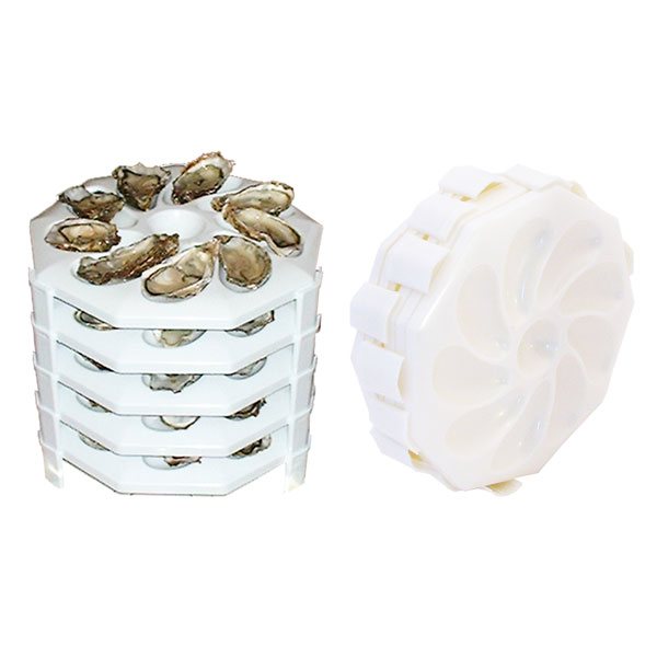 6 assiettes à huîtres empilables 9 huîtres + 1 citron Roger Orfèvre - Mathon - 1