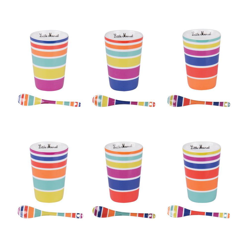 Coffret de 6 gobelets et ses cuillères Multico 15 cl Little marcel - Mathon - 1