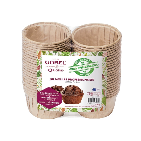 Pack de 50 moules muffin en papier 7,2 cm x 4 cm Gobel - Mathon - 1
