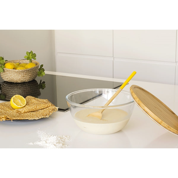 Bol à mixer rond couvercle bambou 2.6L Pebbly - Mathon - 2