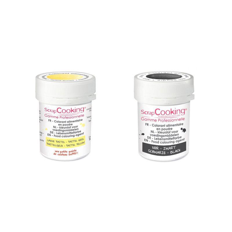 2 colorants alimentaires en poudre - noir-jaune pastel Scrapcooking - Mathon