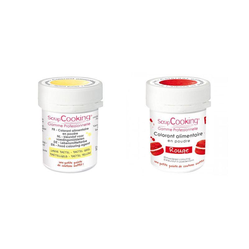 2 colorants alimentaires en poudre - jaune pastel-rouge Scrapcooking - Mathon