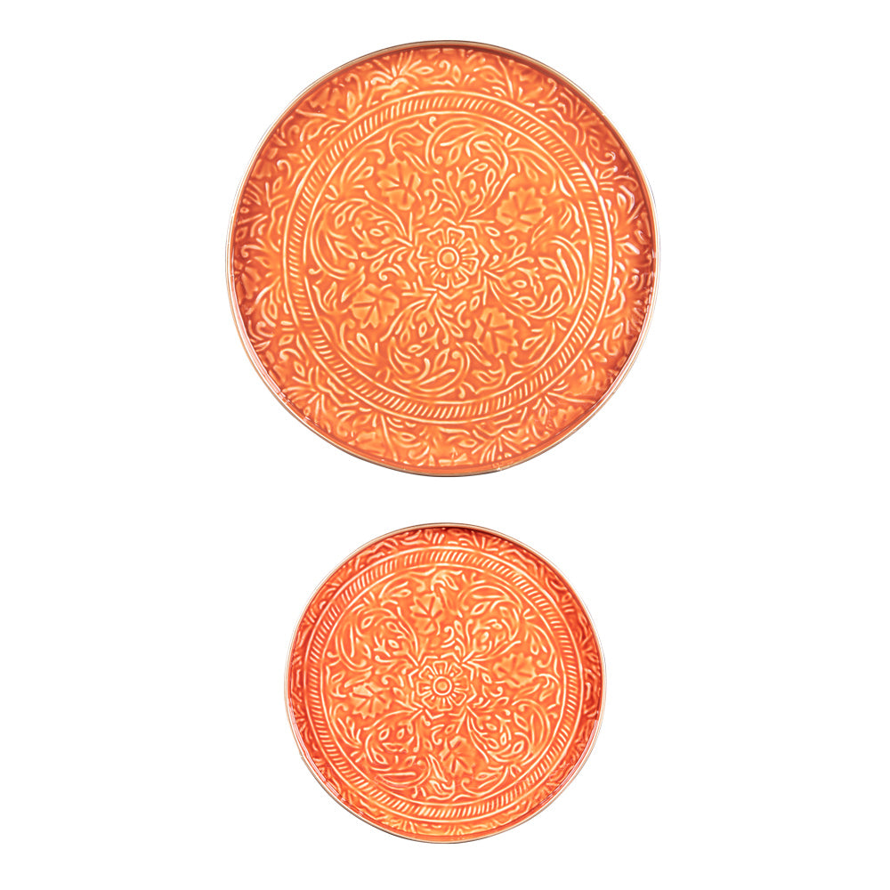Set de 2 plateaux ronds Tosca orange Table passion - Mathon - 1