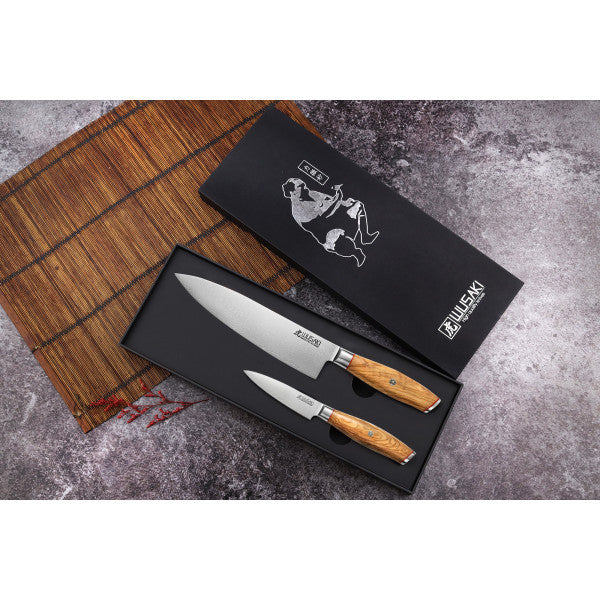 Coffret Wusaki 2 couteaux chef + office Fujiko manche olivier Wusaki - Mathon - 3