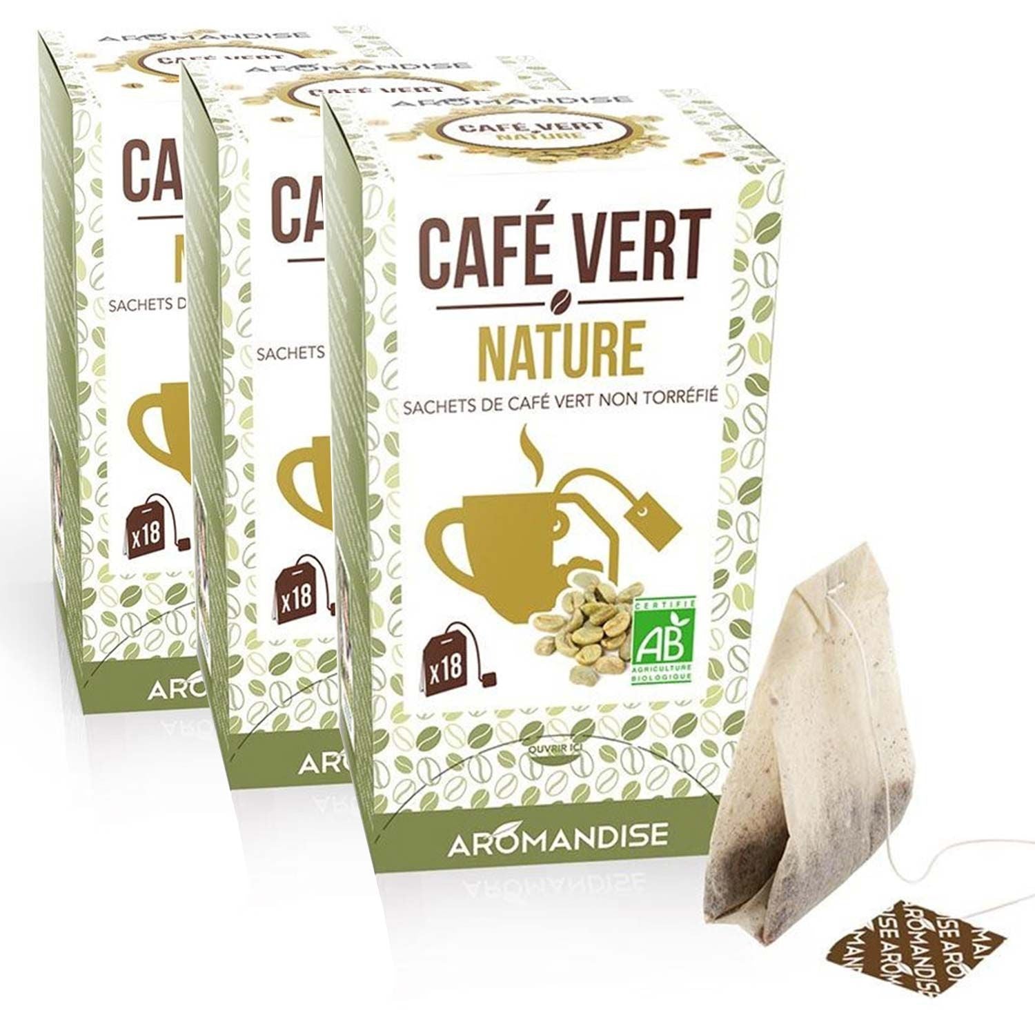 Café vert nature 54 sachets Aromandise - Mathon