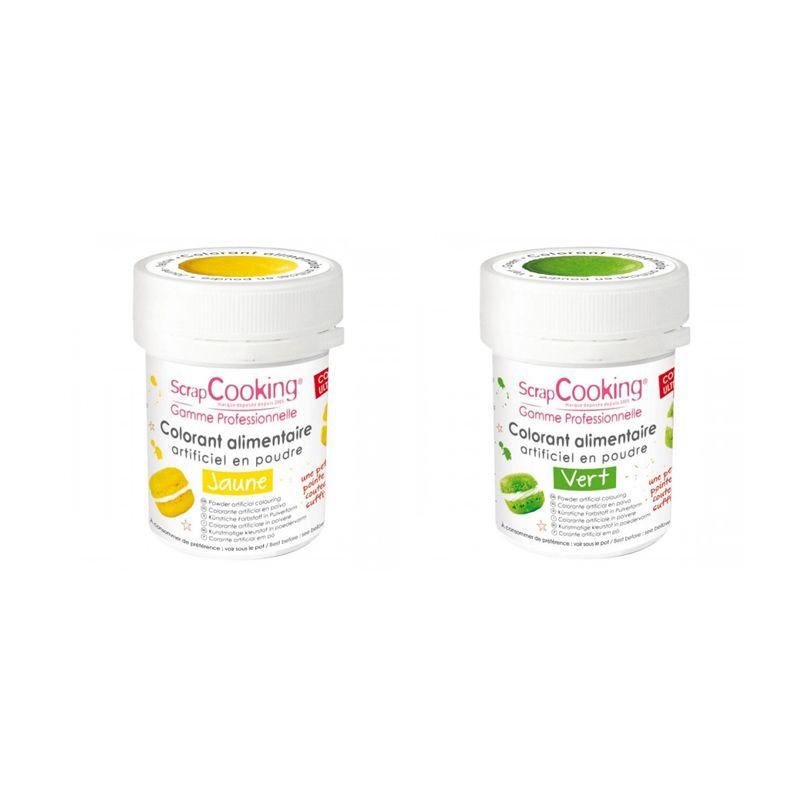 2 colorants alimentaires en poudre - vert-jaune Scrapcooking - Mathon
