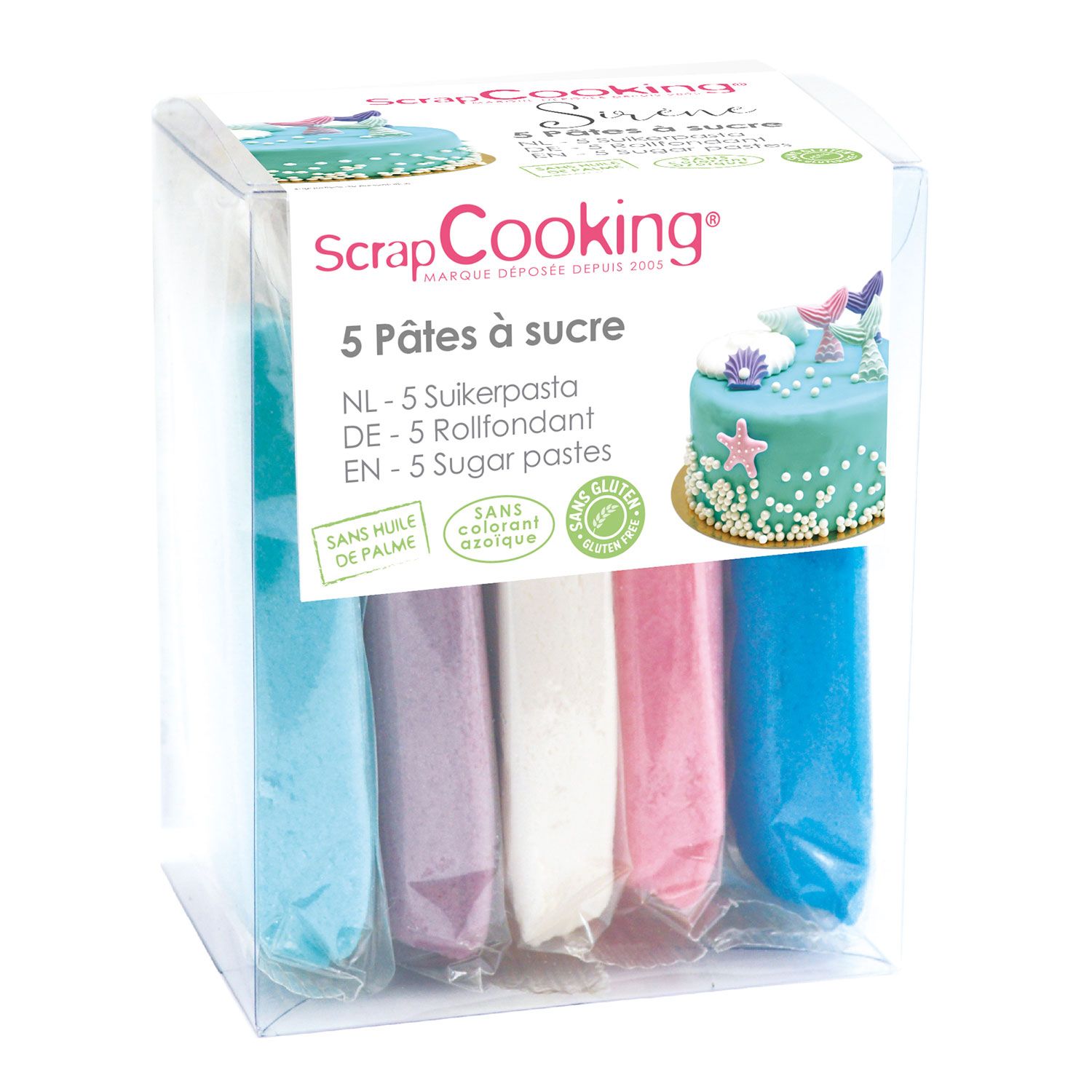 Lot 5 pâtes à sucre - Sirène - 5 x 80 g Scrapcooking - Mathon