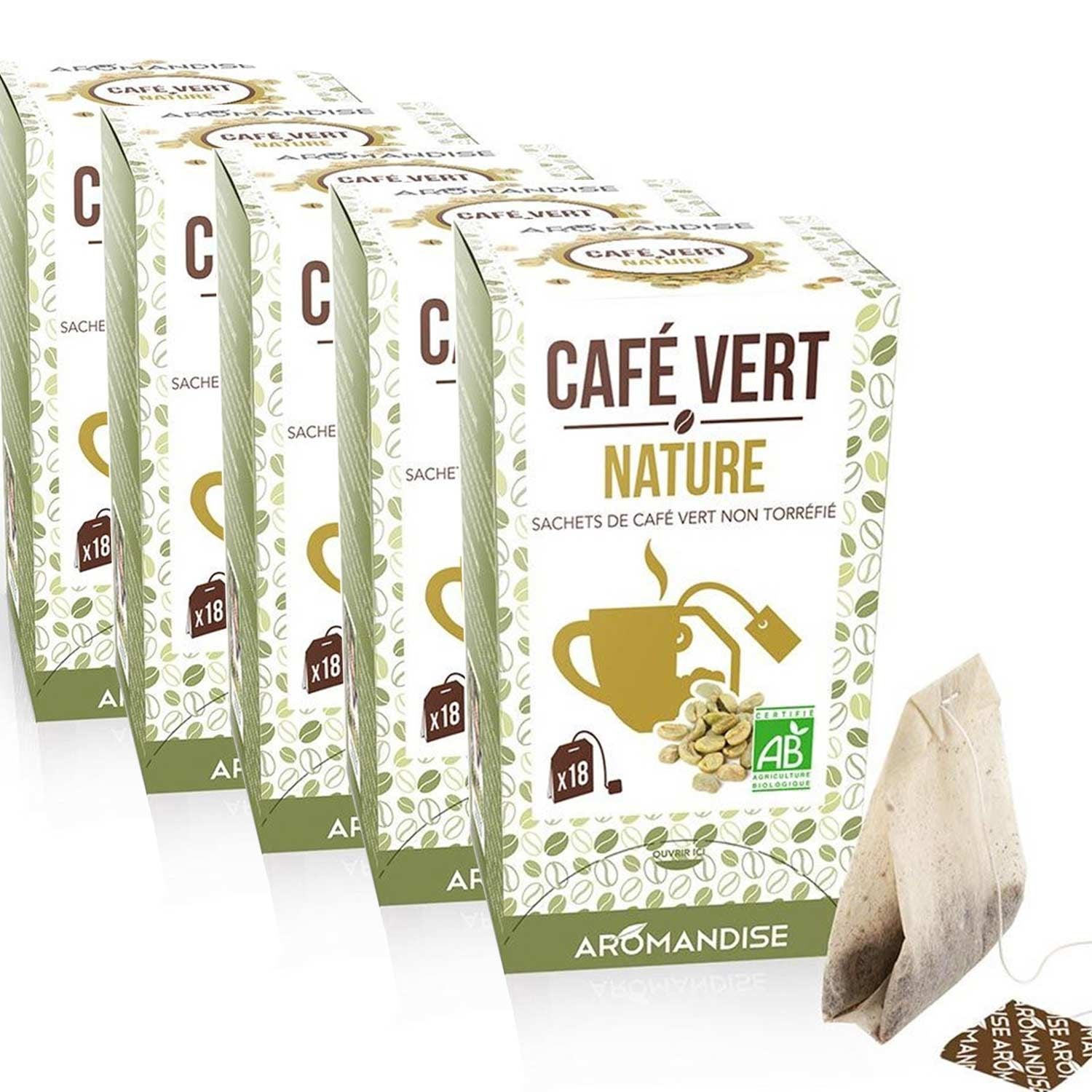Café vert nature 90 sachets Aromandise - Mathon