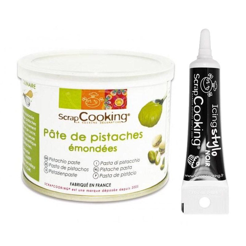 Pâte de pistaches 200 g + Stylo de glaçage noir Scrapcooking - Mathon