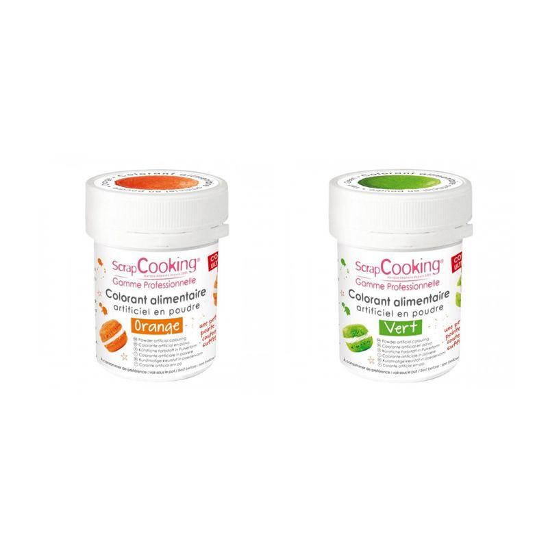 2 colorants alimentaires en poudre - vert-orange Scrapcooking - Mathon
