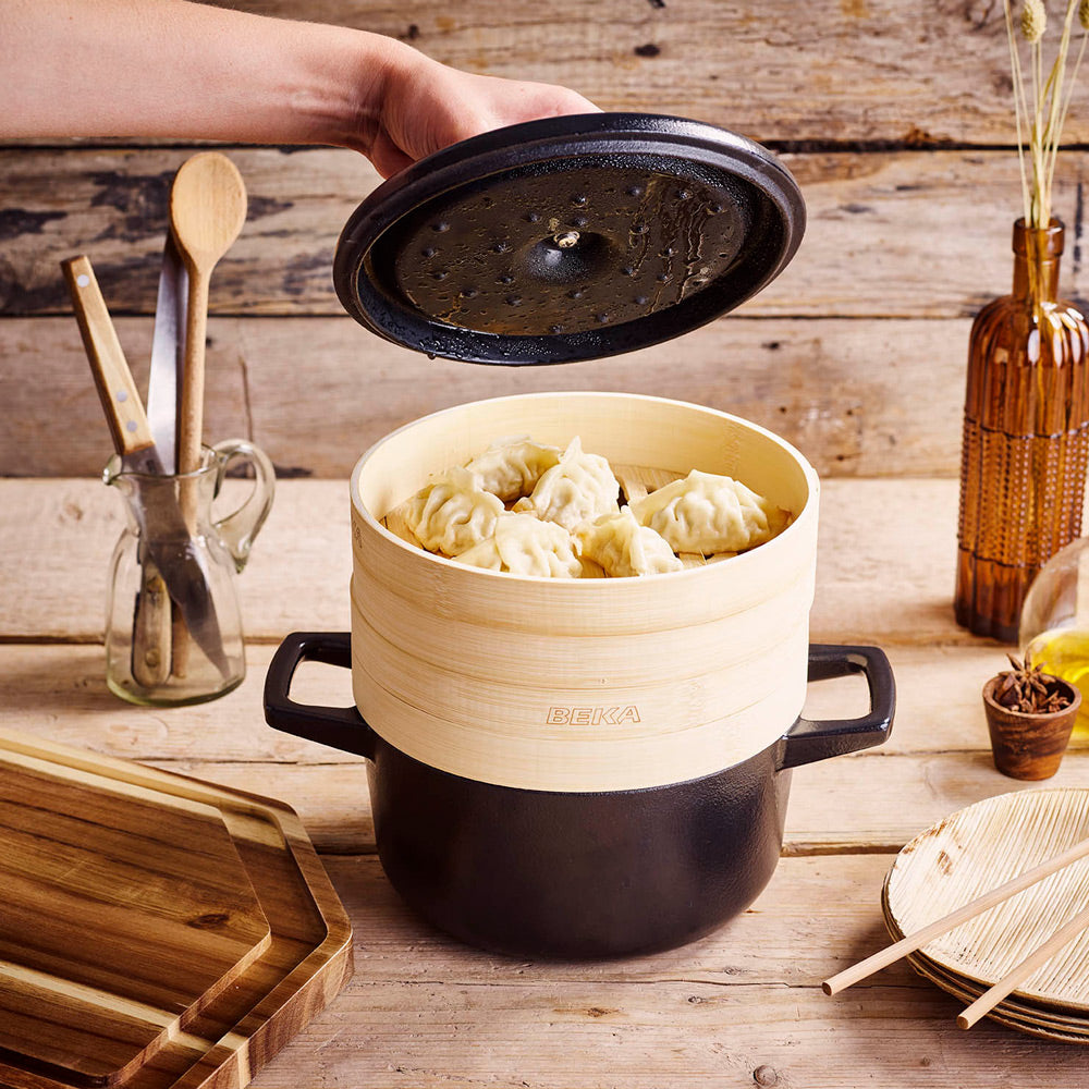 Cuit vapeur 20 cm Nori avec 2 passoires en bambou Beka - Mathon - 2