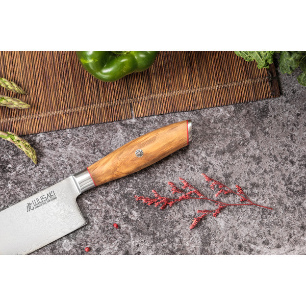 Couteau modèle nakiri Wusaki Fujiko 17cm manche en olivier Wusaki - Mathon - 6