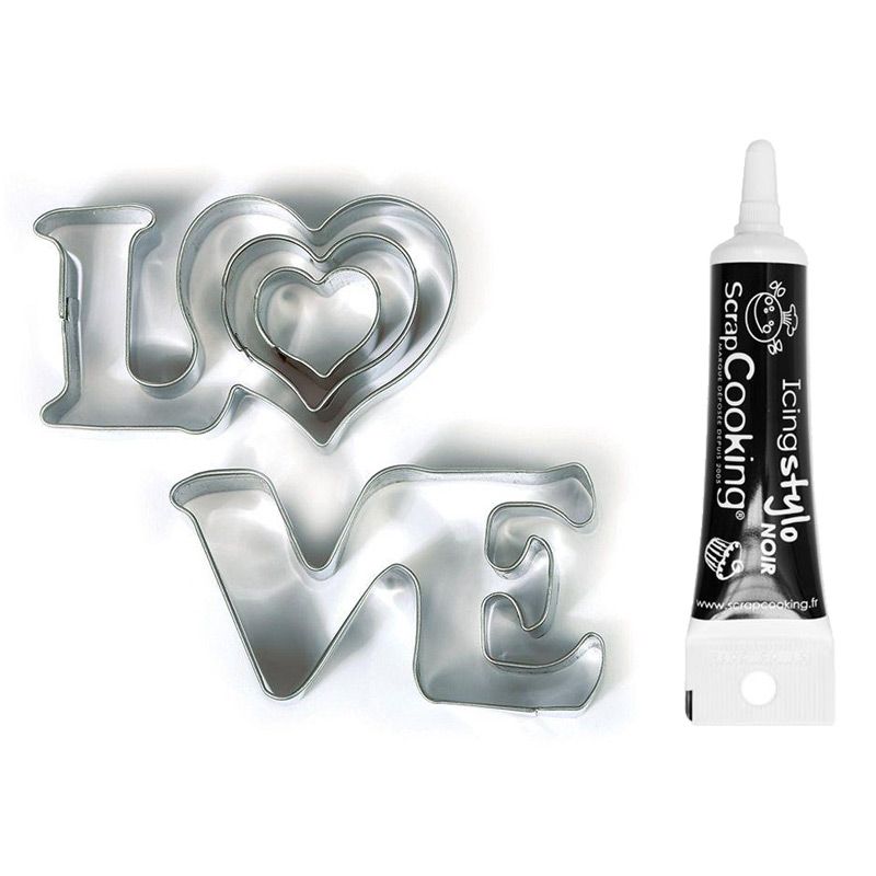 Emporte-pièces en inox Love + Stylo de glaçage noir Youdoit - Mathon