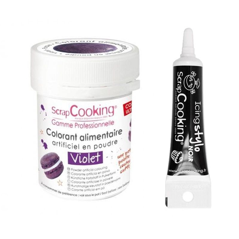 Colorant alimentaire Violet + Stylo de glaçage noir Scrapcooking - Mathon