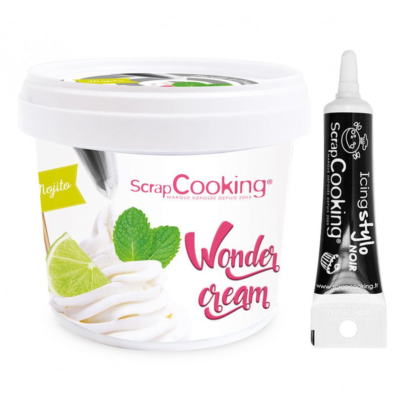 Crème de glaçage goût mojito 150 g + Stylo de glaçage noir Scrapcooking - Mathon