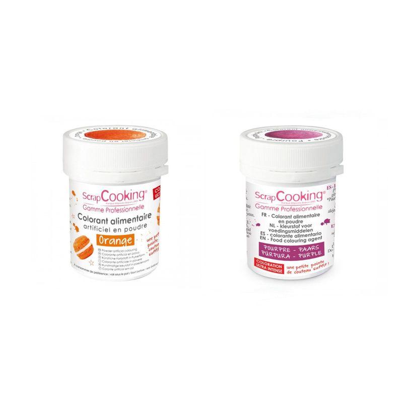 2 colorants alimentaires en poudre - orange-pourpre Scrapcooking - Mathon
