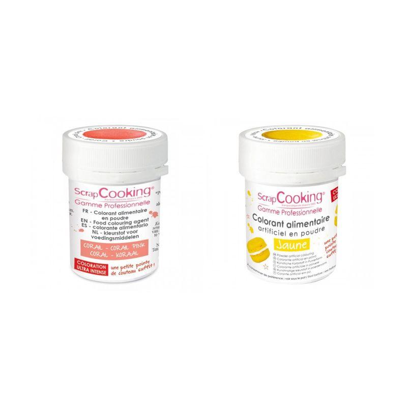 2 colorants alimentaires en poudre - corail-jaune Scrapcooking - Mathon