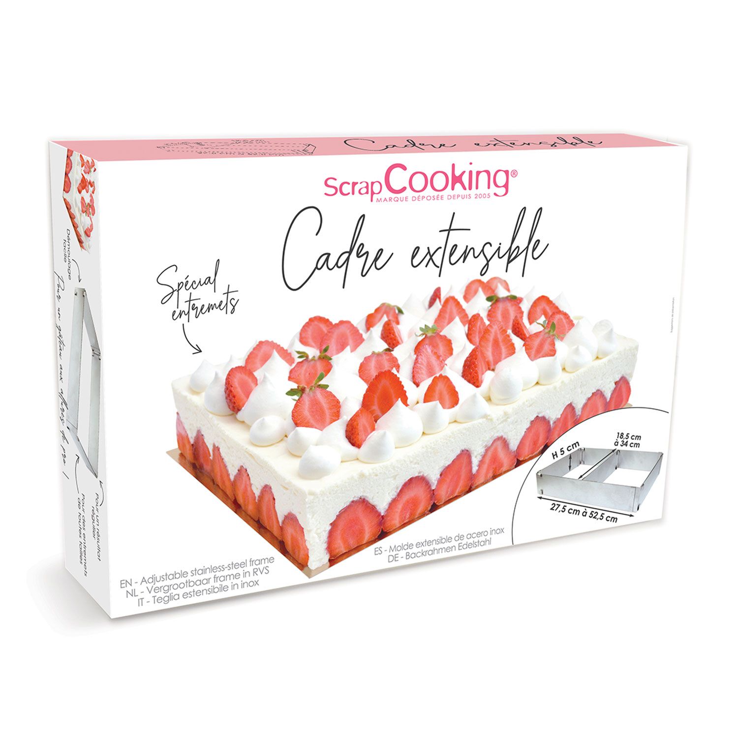 Cadre à pâtisserie extensible - rectangle Scrapcooking - Mathon