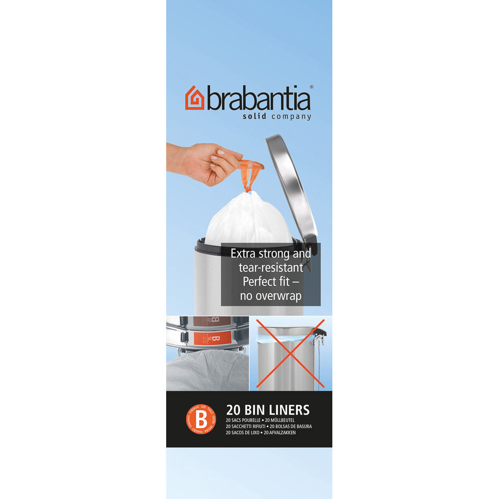 Rouleau 20 sacs poubelles 5 l blanc Code B Brabantia - Mathon