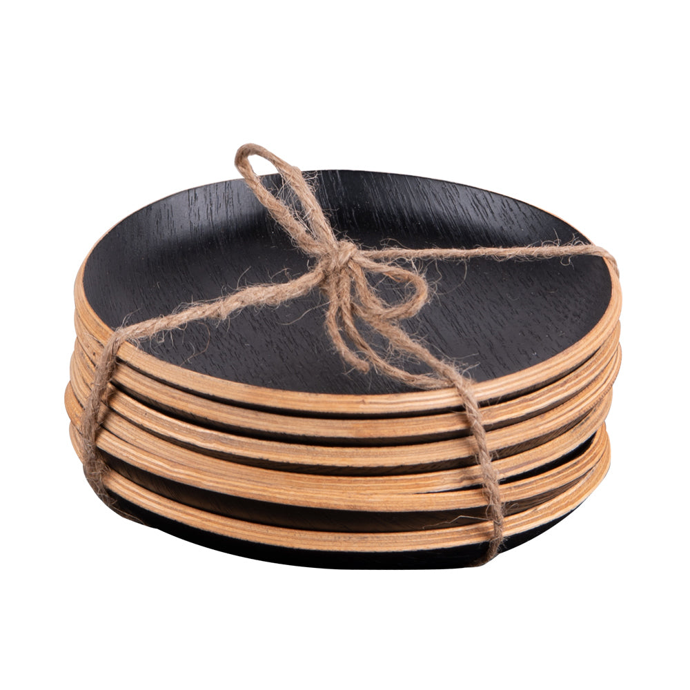 Set de 6 dessous de verre bois noir 12 cm Table passion - Mathon - 2