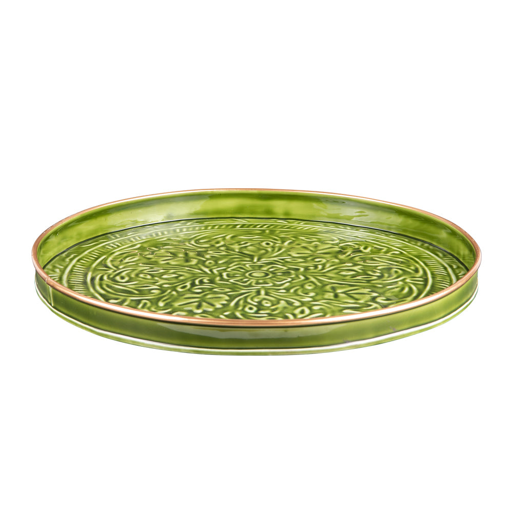 Set de 2 plateaux ronds Tosca vert Table passion - Mathon - 2