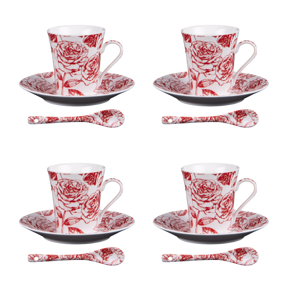 Coffret 4 tasses et sous tasses avec cuillères 16 cl Louise Table passion - Mathon - 1