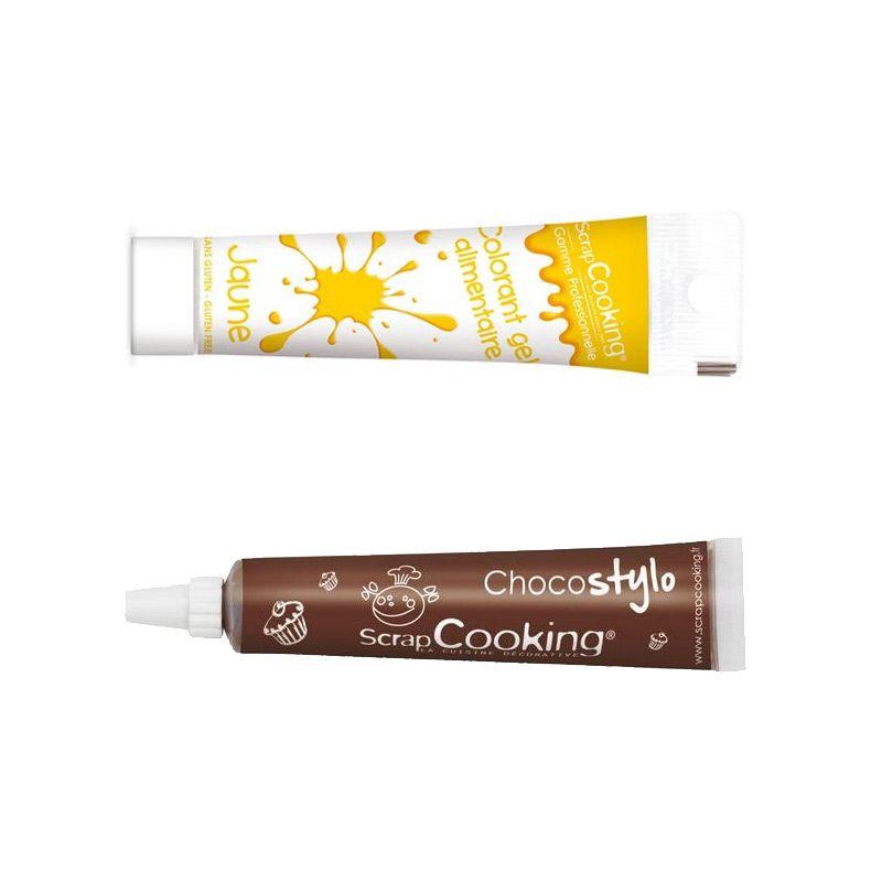 Stylo chocolat + Gel colorant alimentaire jaune Scrapcooking - Mathon