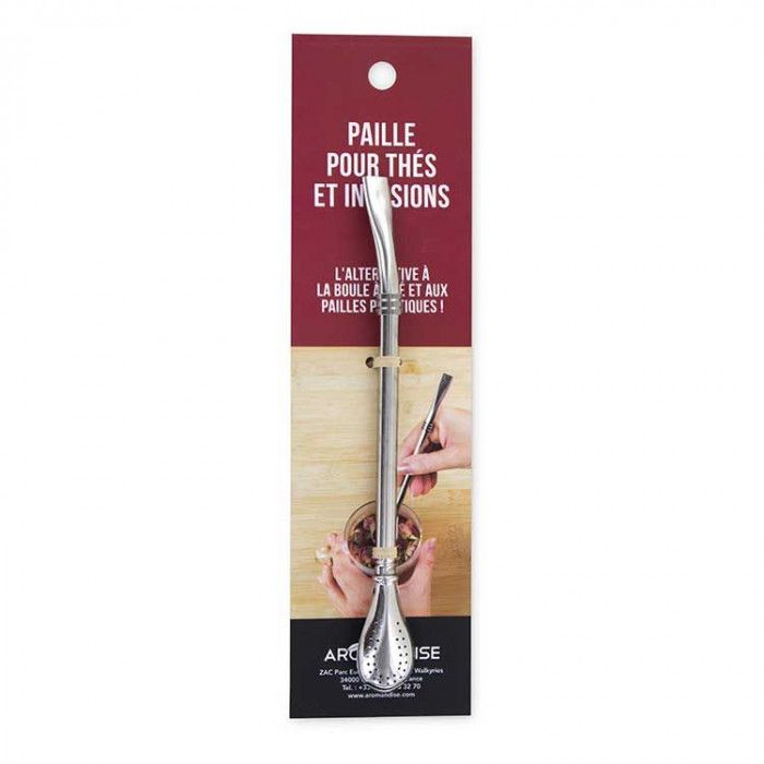 Paille en inox avec filtre intégré pour thé et infusions Aromandise - Mathon