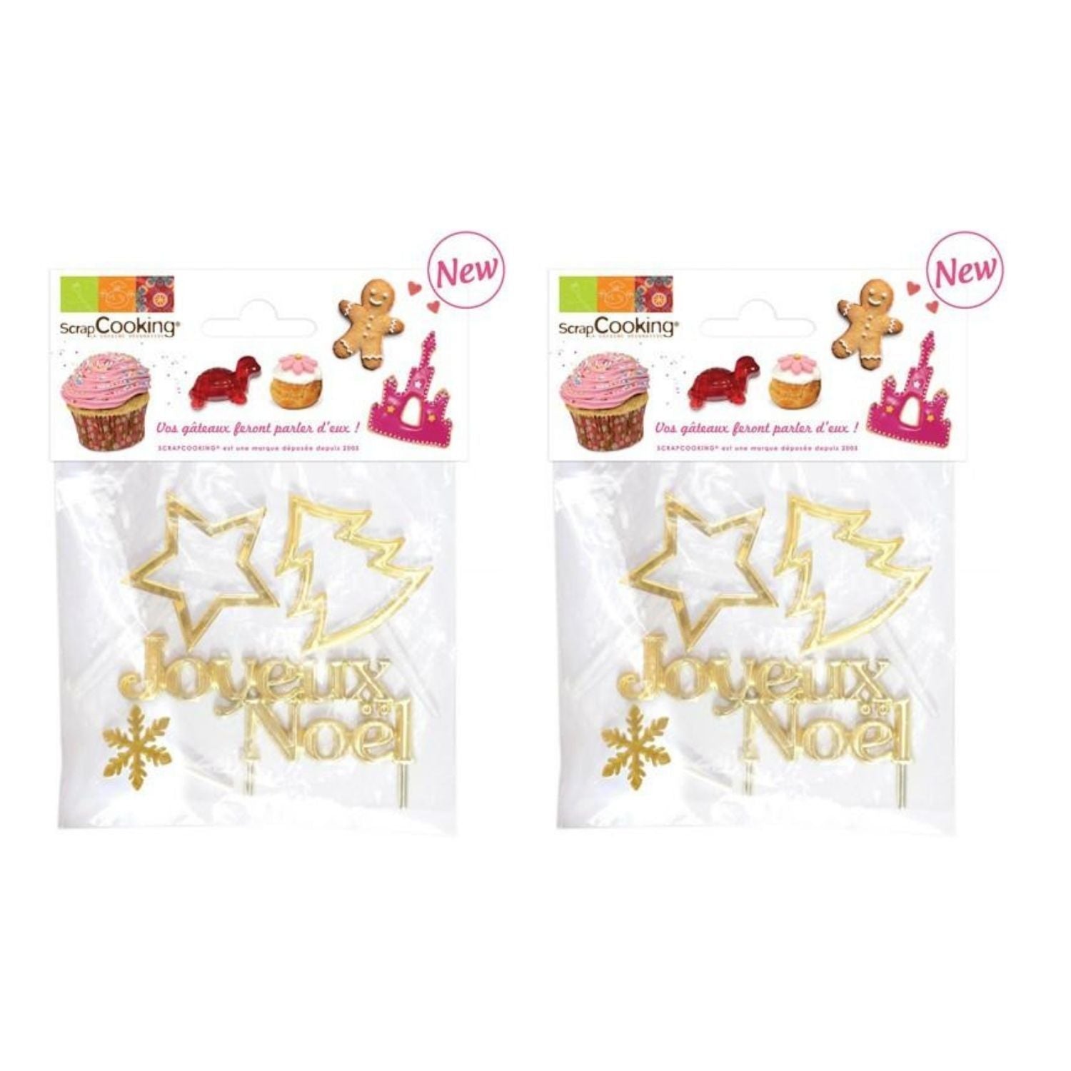 8 décorations dorées pour gâteau de Noël Scrapcooking - Mathon