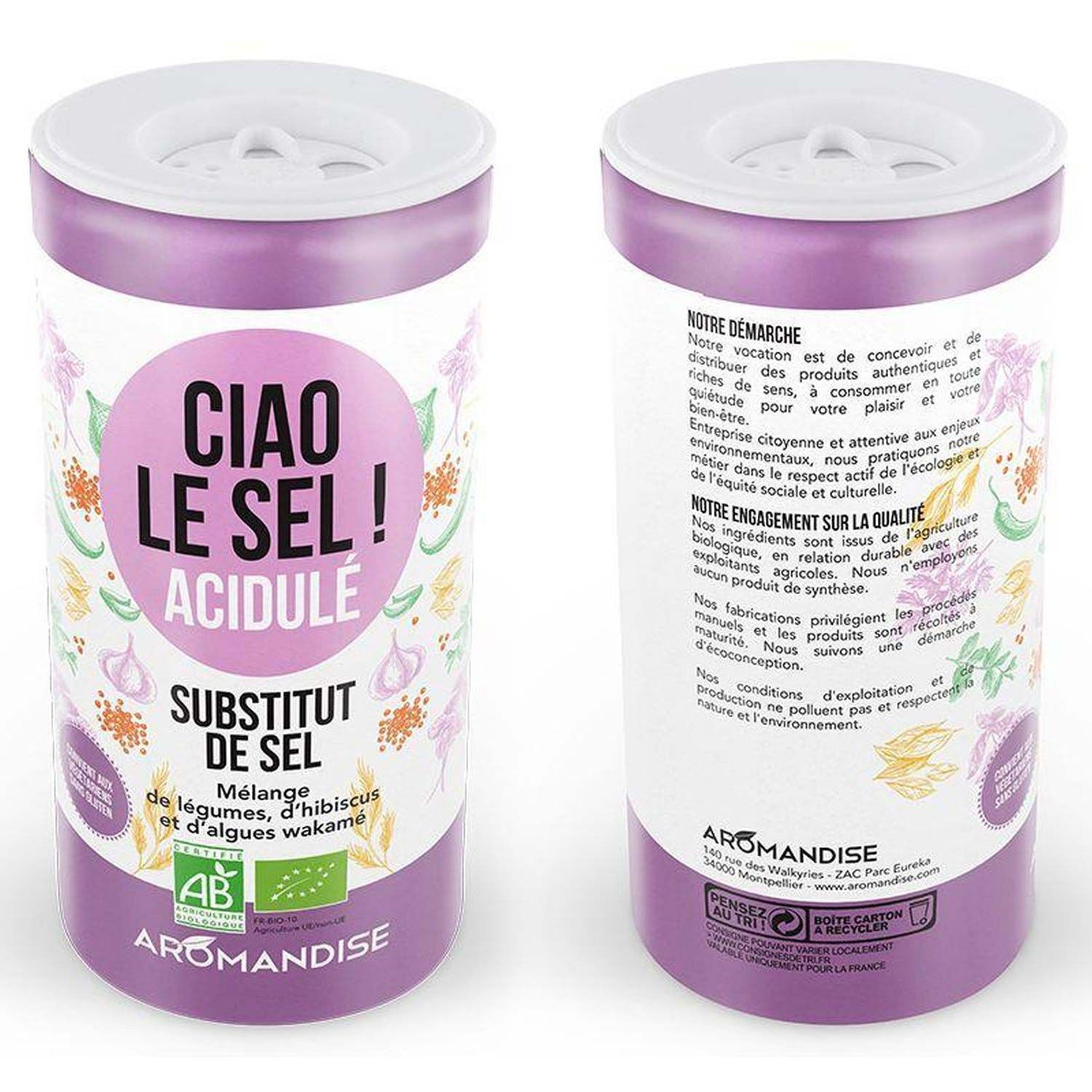 Substitut de sel acidulé 140 g Aromandise - Mathon