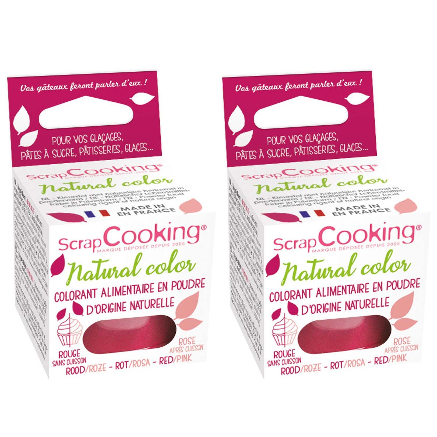 Colorant alimentaire naturel en poudre 20 g - rouge-rose Scrapcooking - Mathon