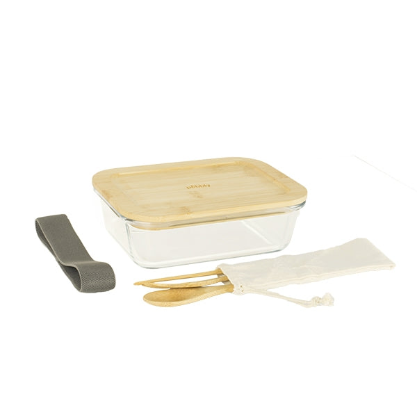 Lunch box avec 3 couverts bambou Pebbly - Mathon - 1