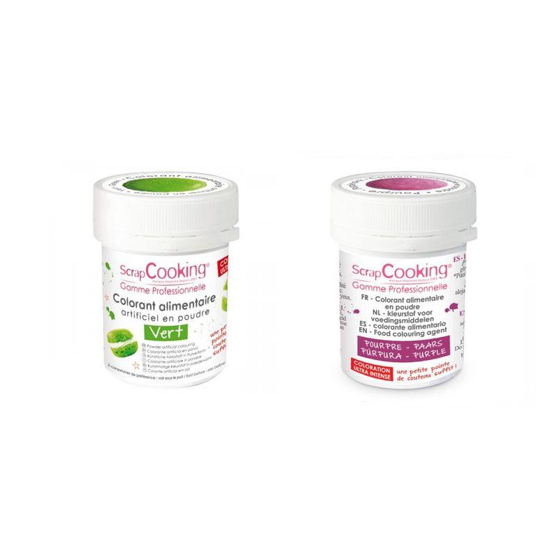 2 colorants alimentaires en poudre - vert-pourpre Scrapcooking - Mathon
