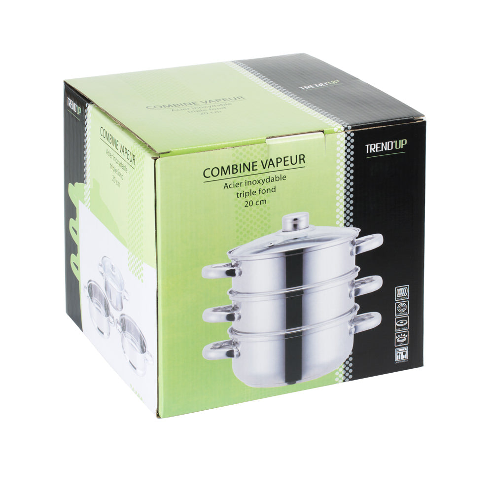 Combiné vapeur inox 20 cm 3 compartiments Trend