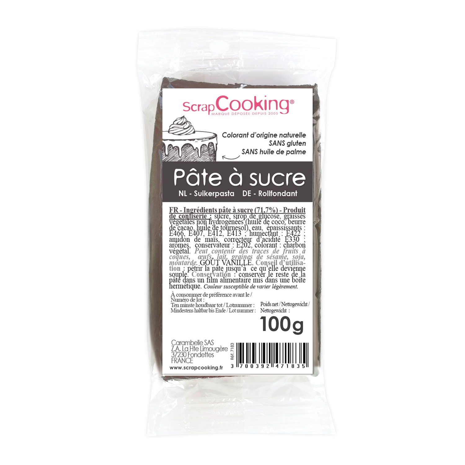 Pâte à sucre grise 100 g Scrapcooking - Mathon