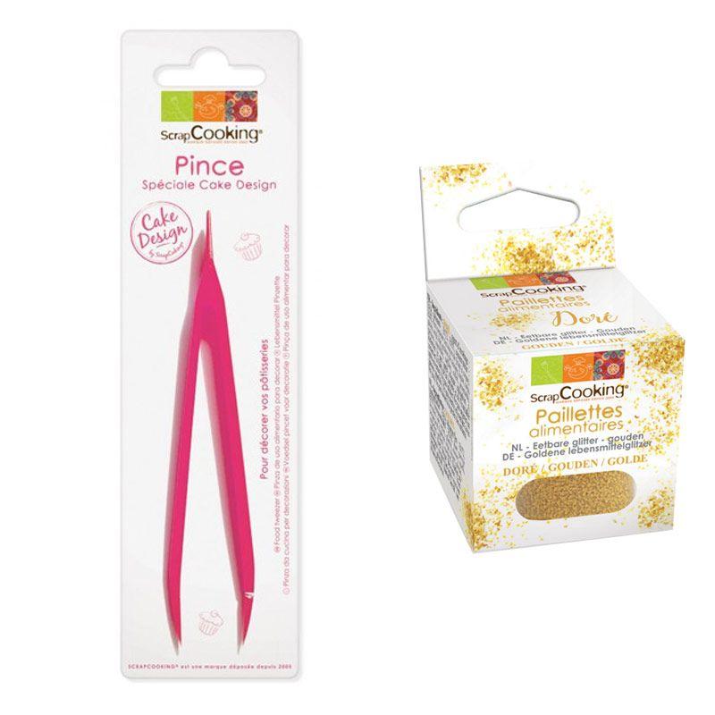 Pince à Pâtisserie + paillettes dorées Scrapcooking - Mathon