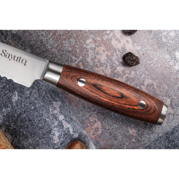 Couteau Sayuto Pakka X50 modèle pain 20cm manche riveté Sayuto - Mathon - 5