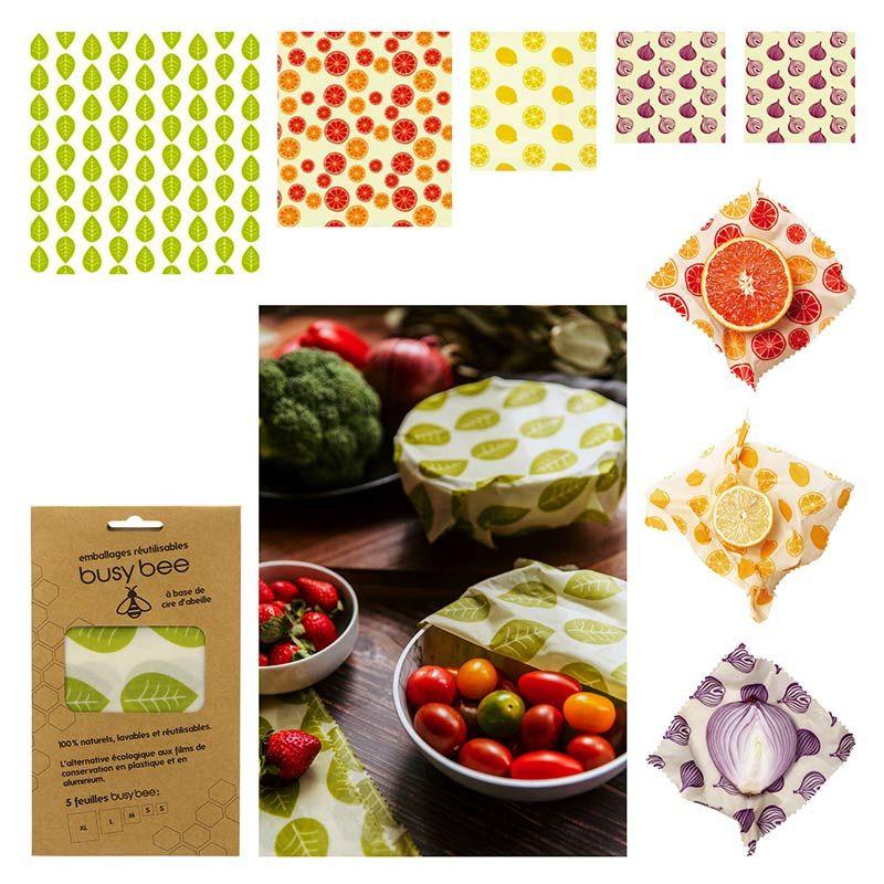 Emballage alimentaire réutilisable à la cire d