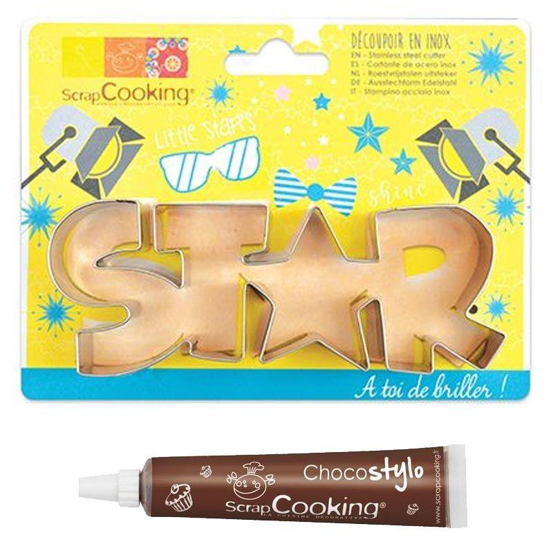 Découpoir à biscuits en inox Star + Stylo chocolat Scrapcooking - Mathon