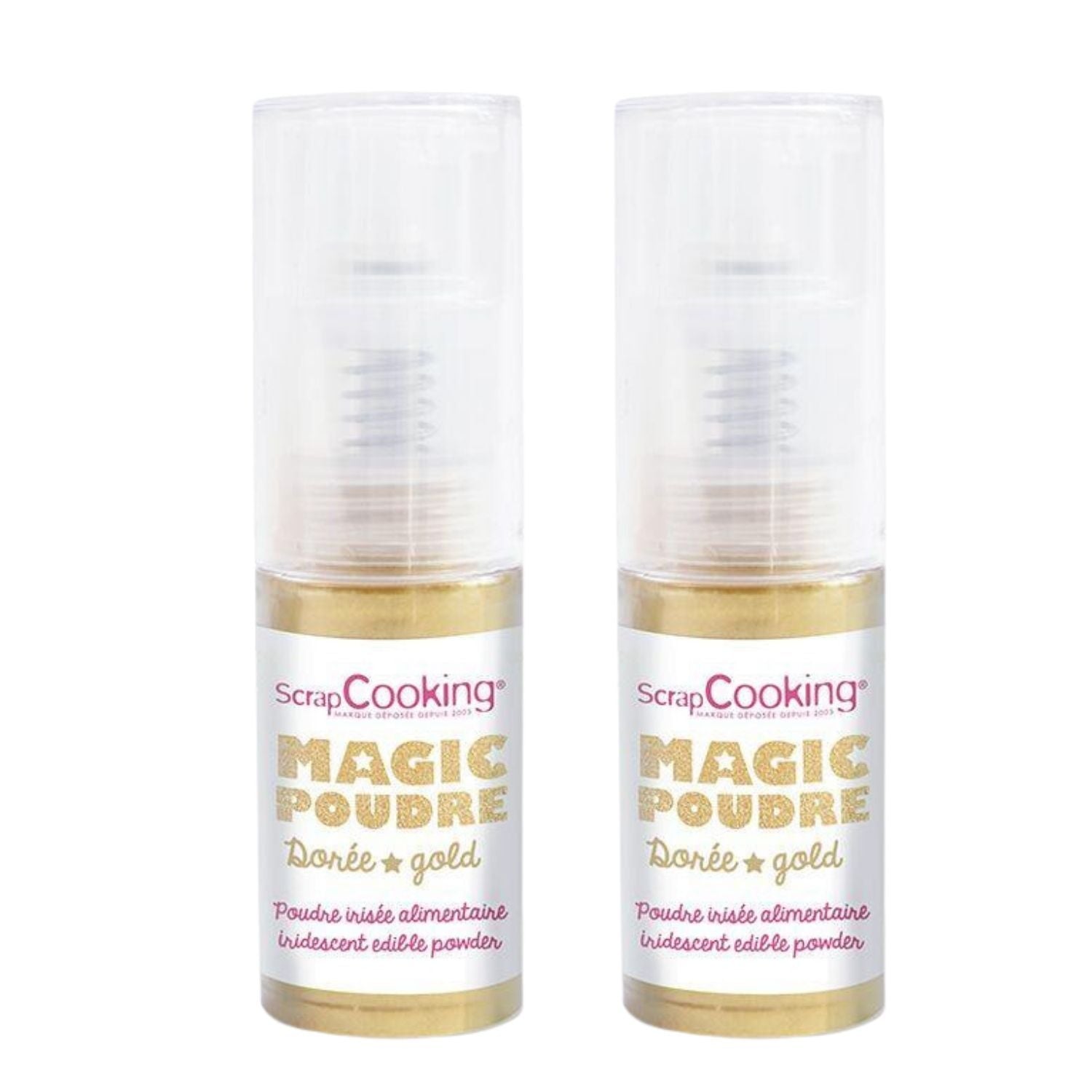 2 sprays de poudre alimentaire irisée dorée Scrapcooking - Mathon