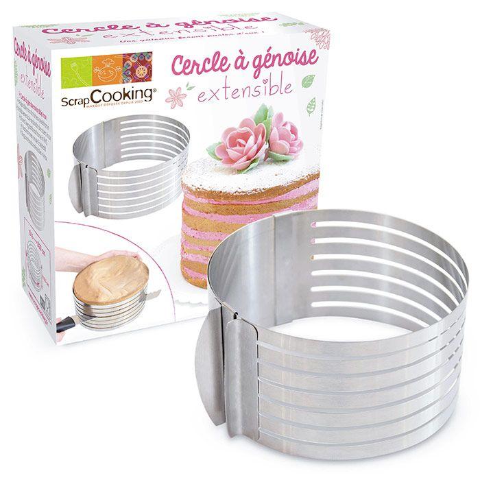 Cercle extensible en inox pour génoise - 16 à 20 cm Scrapcooking - Mathon